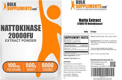 Photo of the BulkSupplements.com Nattokinase label