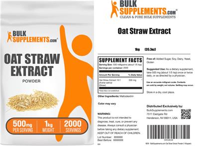 Photo of the BulkSupplements.com Oat Straw Extract (Avena Sativa) label