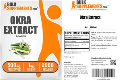 Photo of the BulkSupplements.com Okra Extract label