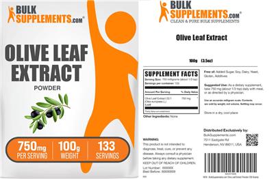 Photo of the BulkSupplements.com Olive Leaf Extract label