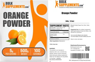 Photo of the BulkSupplements.com Orange Powder label