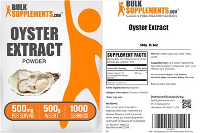 Photo of the BulkSupplements.com Oyster Extract Powder 500 mg label