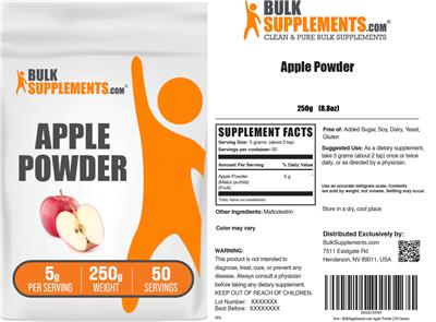 Photo of the BulkSupplements.com Apple Powder 5 g label