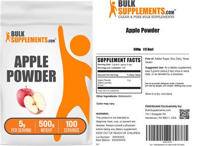 Photo of the BulkSupplements.com Apple Powder 5 g label