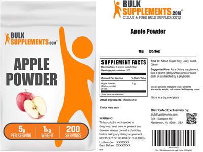 Photo of the BulkSupplements.com Apple Powder 5 g label