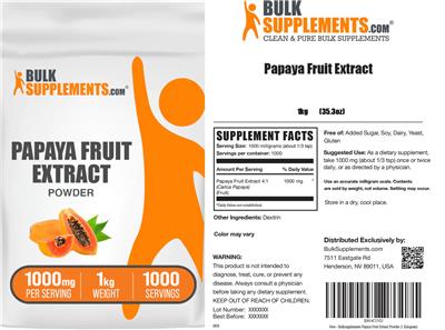Photo of the BulkSupplements.com Papaya Fruit Extract Powder 1000 mg label