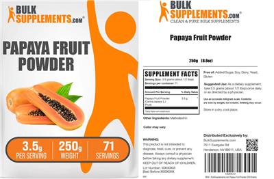 Photo of the BulkSupplements.com Papaya Fruit Powder 3.5 g label