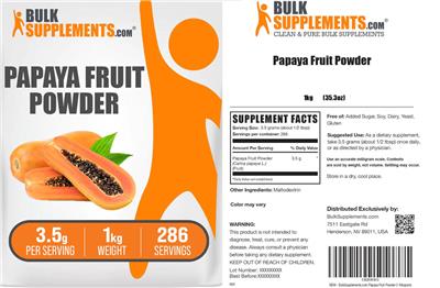 Photo of the BulkSupplements.com Papaya Fruit Powder 3.5 g label