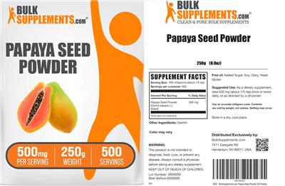 Photo of the BulkSupplements.com Papaya Seed Powder 500 mg label