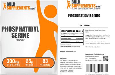 Photo of the BulkSupplements.com Phosphatidylserine Powder 300 mg label