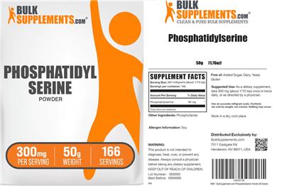 Product label for Phosphatidylserine Powder 300 mg
