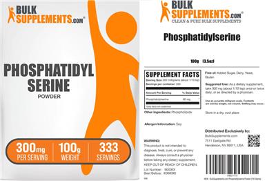 Product label for Phosphatidylserine Powder 300 mg
