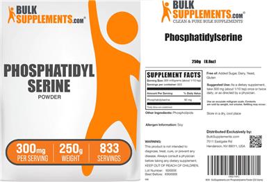 Photo of the BulkSupplements.com Phosphatidylserine Powder 300 mg label