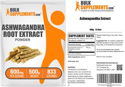 Product label for Ashwagandha Extract