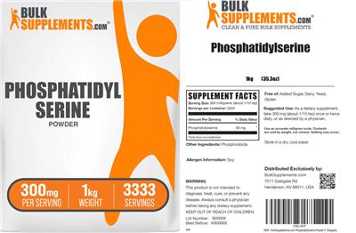 Product label for Phosphatidylserine Powder 300 mg