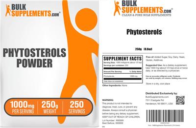 Photo of the BulkSupplements.com Phytosterols Powder 1000 mg label