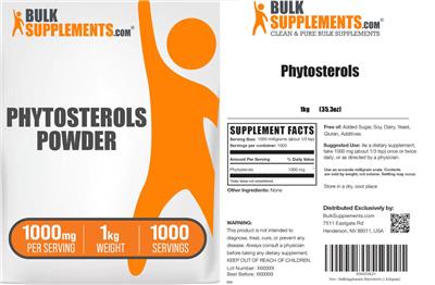 Photo of the BulkSupplements.com Phytosterols Powder 1000 mg label