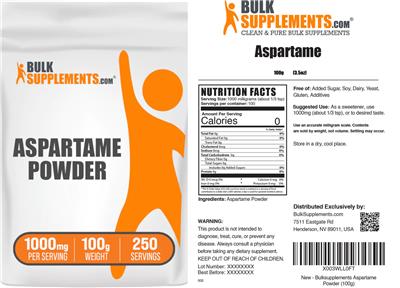 Photo of the BulkSupplements.com Aspartame Powder 1000 mg label