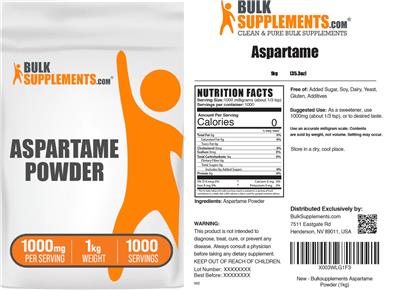 Photo of the BulkSupplements.com Aspartame Powder 1000 mg label