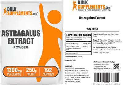 Photo of the BulkSupplements.com Astragalus Extract Powder 1300 mg label