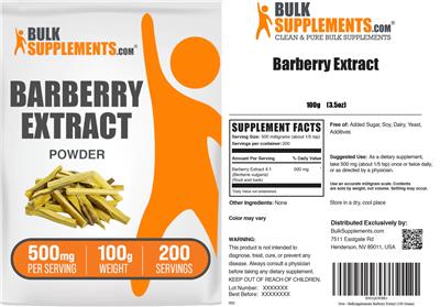Photo of the BulkSupplements.com Barberry Extract Powder 500 mg label