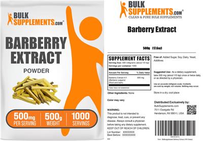 Photo of the BulkSupplements.com Barberry Extract Powder 500 mg label