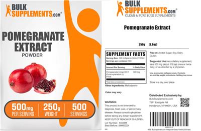 Photo of the BulkSupplements.com Pomegranate Extract Powder 500 mg label