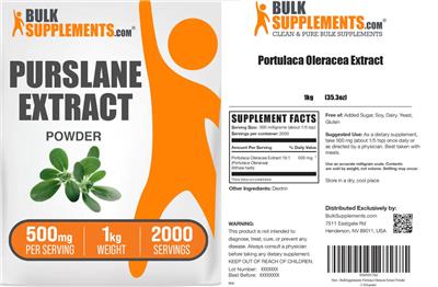 Photo of the BulkSupplements.com Purslane Extract Powder 500 mg label
