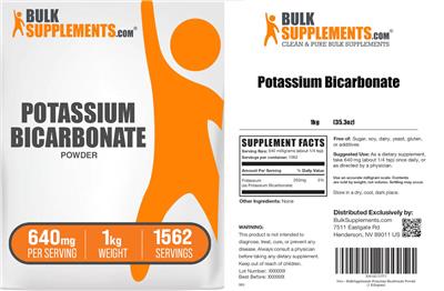 Photo of the BulkSupplements.com Potassium Bicarbonate Powder 640 mg label