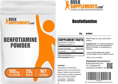 Photo of the BulkSupplements.com Benfotiamine Powder 150 mg label