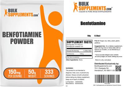 Photo of the BulkSupplements.com Benfotiamine Powder 150 mg label