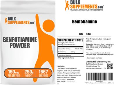 Photo of the BulkSupplements.com Benfotiamine Powder 150 mg label