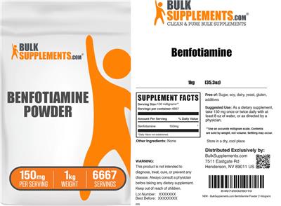 Photo of the BulkSupplements.com Benfotiamine Powder 150 mg label