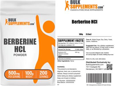 Photo of the BulkSupplements.com Berberine HCL Powder 500 mg label