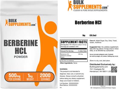 Photo of the BulkSupplements.com Berberine HCl Powder 500 mg label