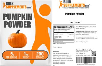 Photo of the BulkSupplements.com Pumpkin Powder 5 g label