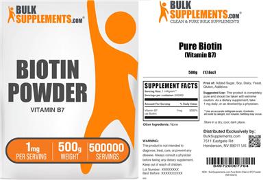 Photo of the BulkSupplements.com Biotin Powder 1 mg label