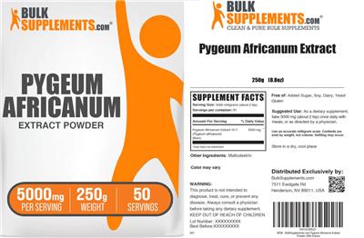 Photo of the BulkSupplements.com Pygeum Africanum Extract Powder 5000 mg label