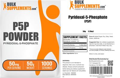Photo of the BulkSupplements.com P5P Powder 50 mg label