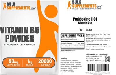 Photo of the BulkSupplements.com Vitamin B6 Powder 50 mg label