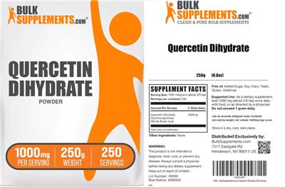 Photo of the BulkSupplements.com Quercetin Dihydrate Powder 1000 mg label
