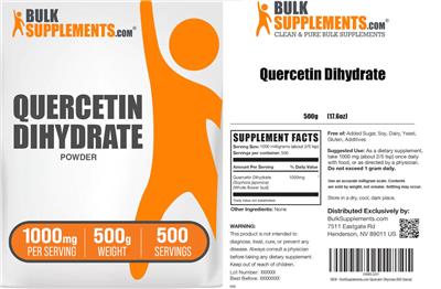 Photo of the BulkSupplements.com Quercetin Dihydrate Powder 1000 mg label