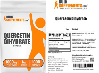 Photo of the BulkSupplements.com Quercetin Dihydrate Powder 1000 mg label