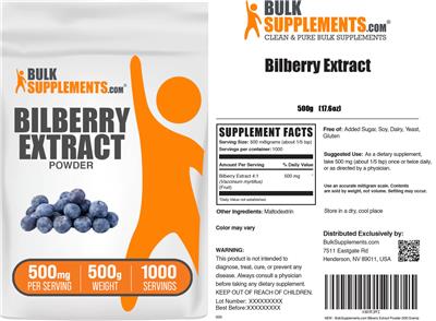 Photo of the BulkSupplements.com Bilberry Extract Powder 500 mg label