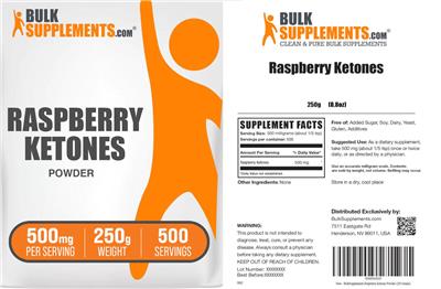 Photo of the BulkSupplements.com Raspberry Ketones Powder 500 mg label