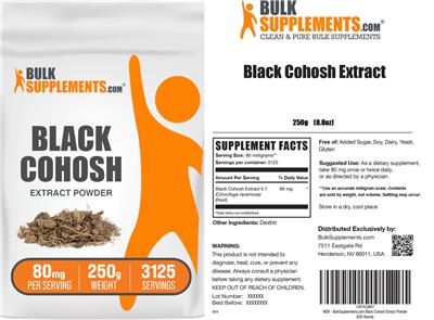 Photo of the BulkSupplements.com Black Cohosh Extract Powder 80 mg label