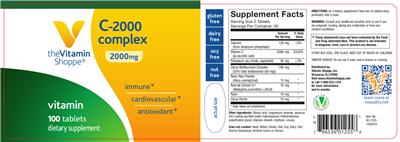 Photo of the The Vitamin Shoppe C-2000 Complex 2000 mg label