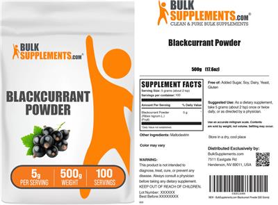 Photo of the BulkSupplements.com Blackcurrant Powder 5 g label