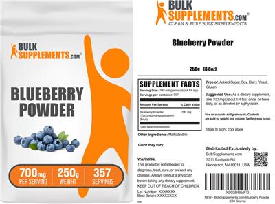 Photo of the BulkSupplements.com Blueberry Powder 700 mg label