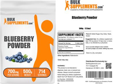 Photo of the BulkSupplements.com Blueberry Powder 700 mg label